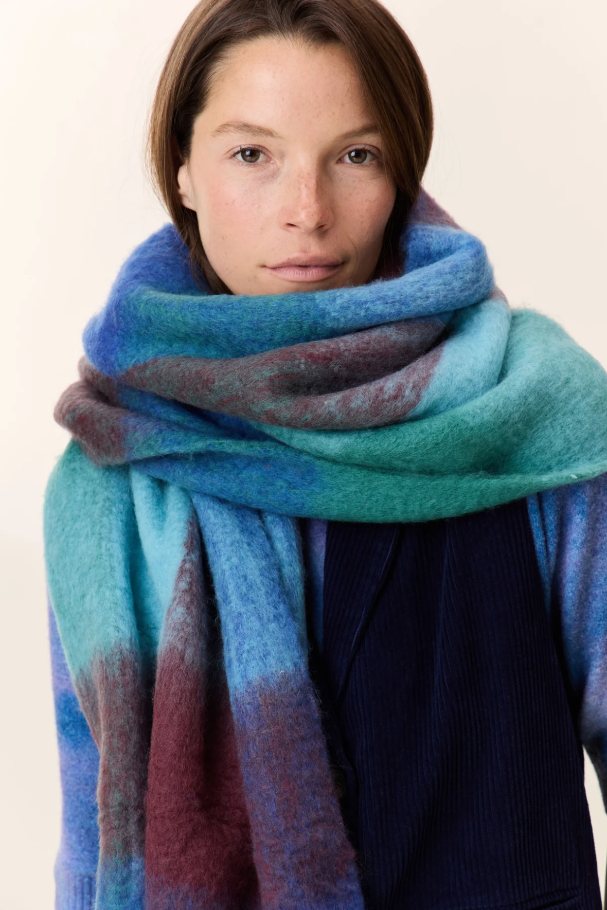Leon & Harper Elton Crx Blue Scarf
