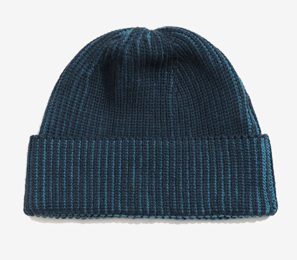 Far Afield Ribbed Navy & Blue Knit Beanie Hat