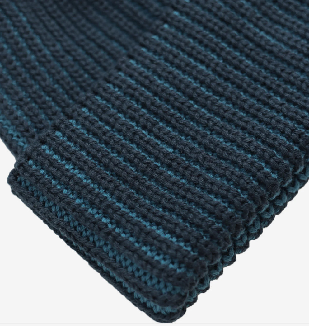 Far Afield Ribbed Navy & Blue Knit Beanie Hat
