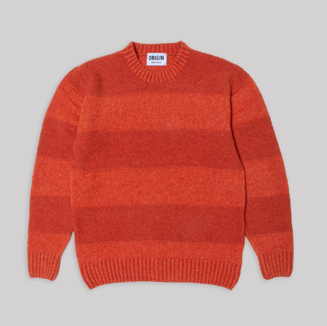 Origin Knitwear Soufflé Stripe Burnt Orange Jumper