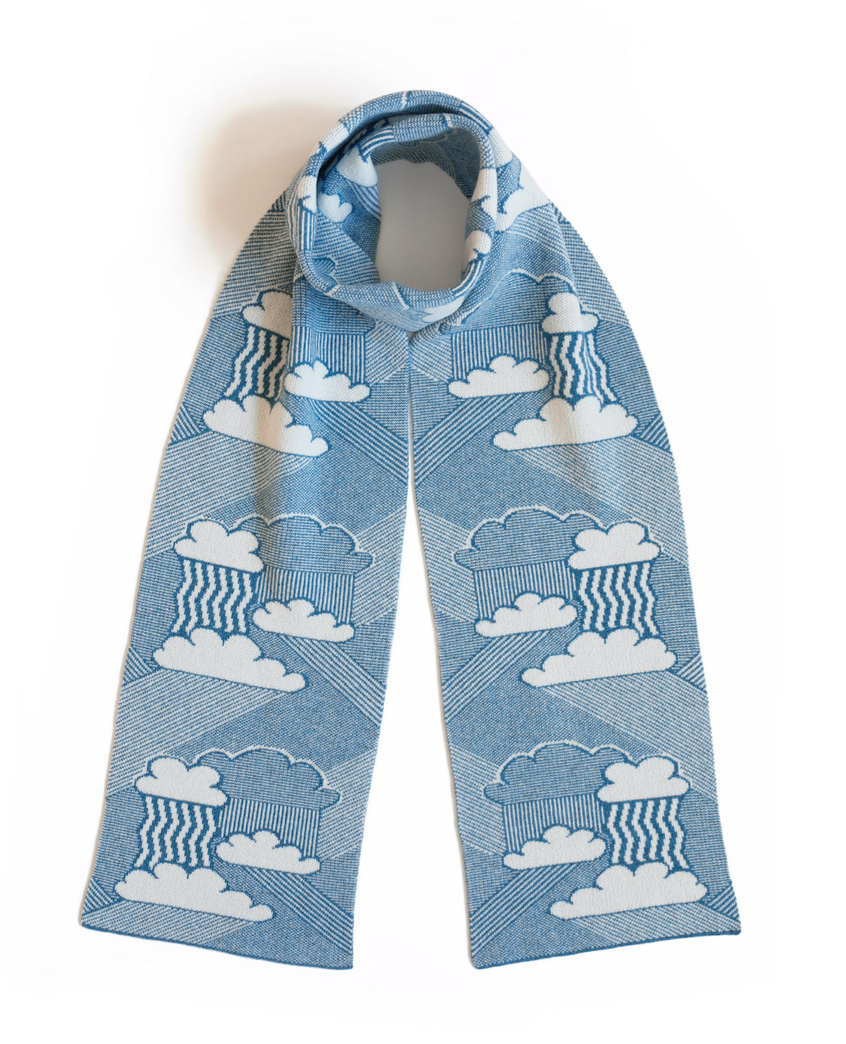 Jo Cranston Little Fluffy Clouds Blue & White Scarf