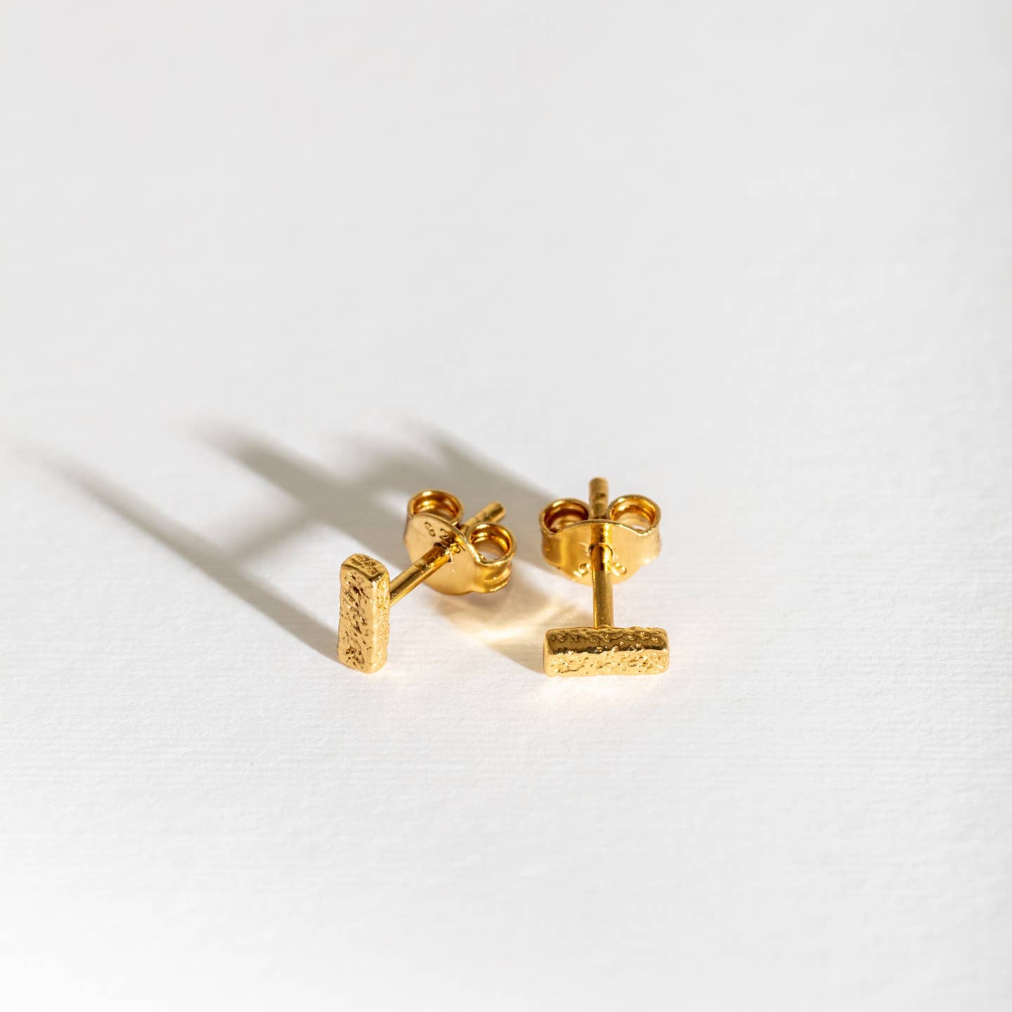 Claire Hill 14k Gold Vermeil Textured Bar Stud Earrings