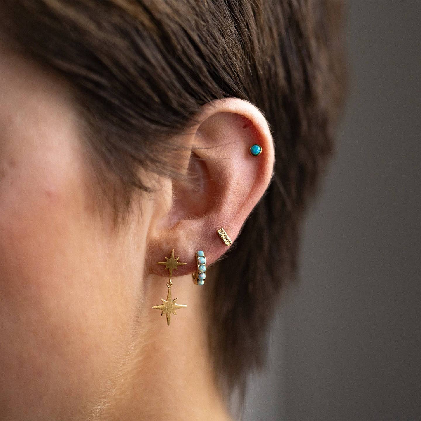 Claire Hill 14k Gold Vermeil Textured Bar Stud Earrings
