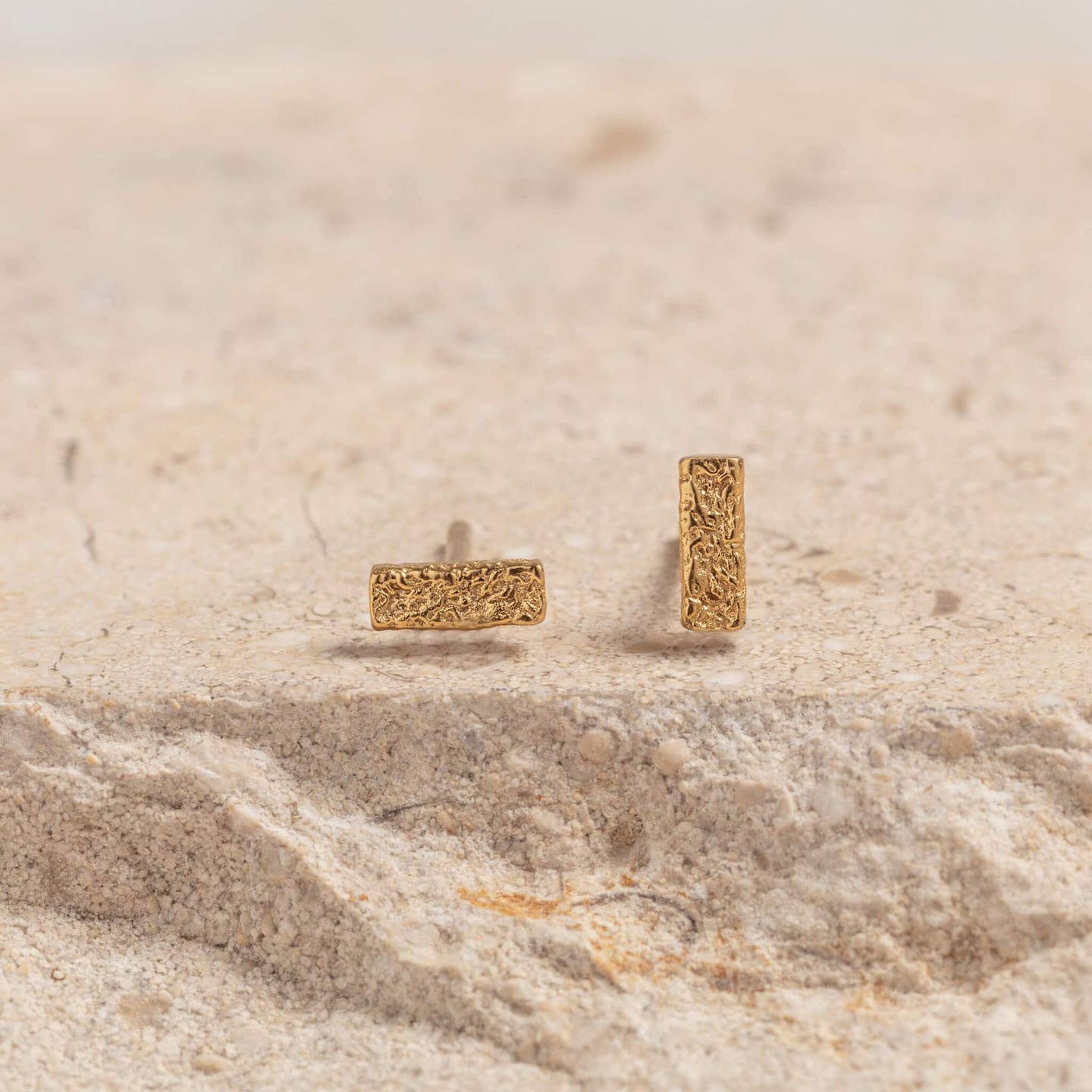 Claire Hill 14k Gold Vermeil Textured Bar Stud Earrings