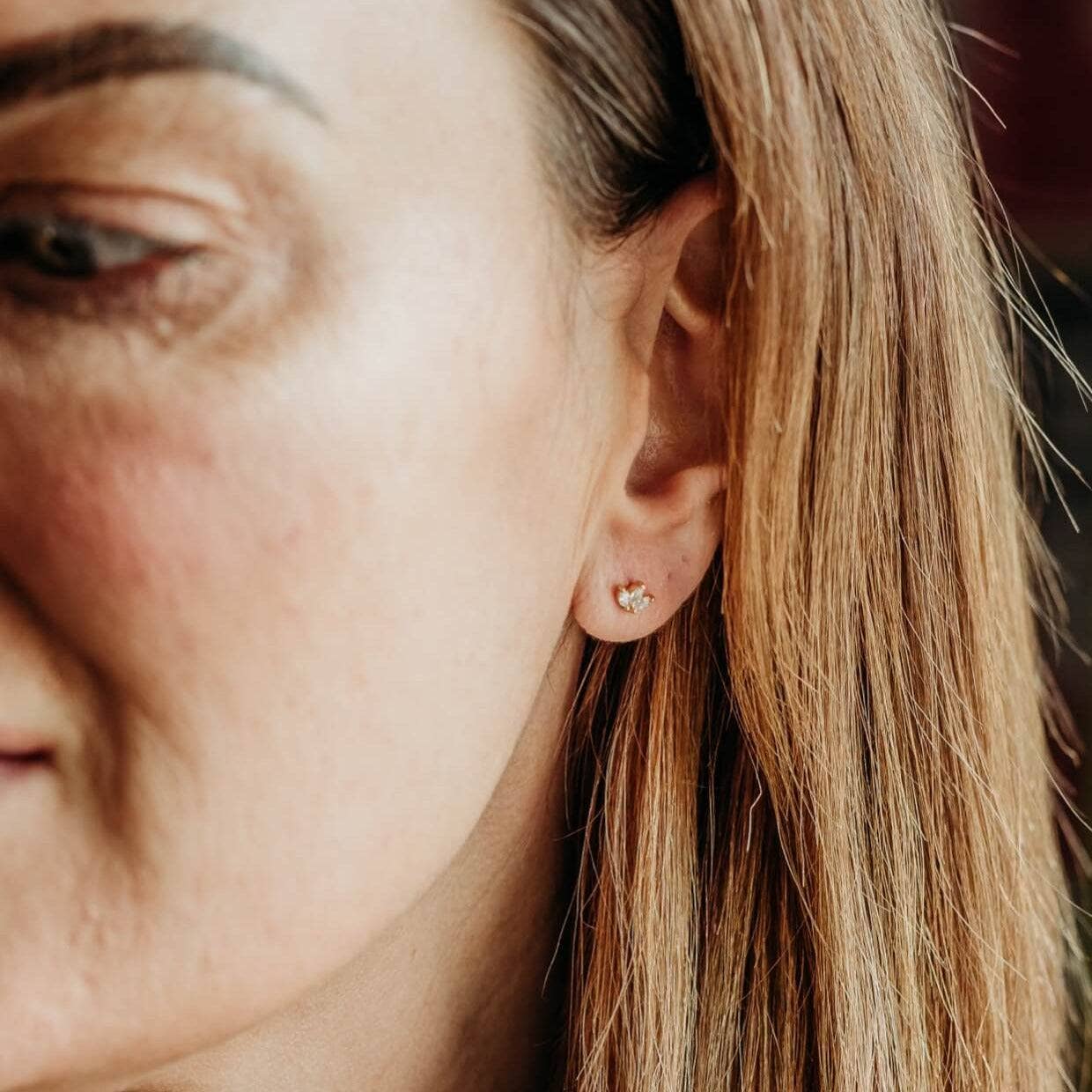 Claire Hill Sparkly Marquise Gold Stud Earrings