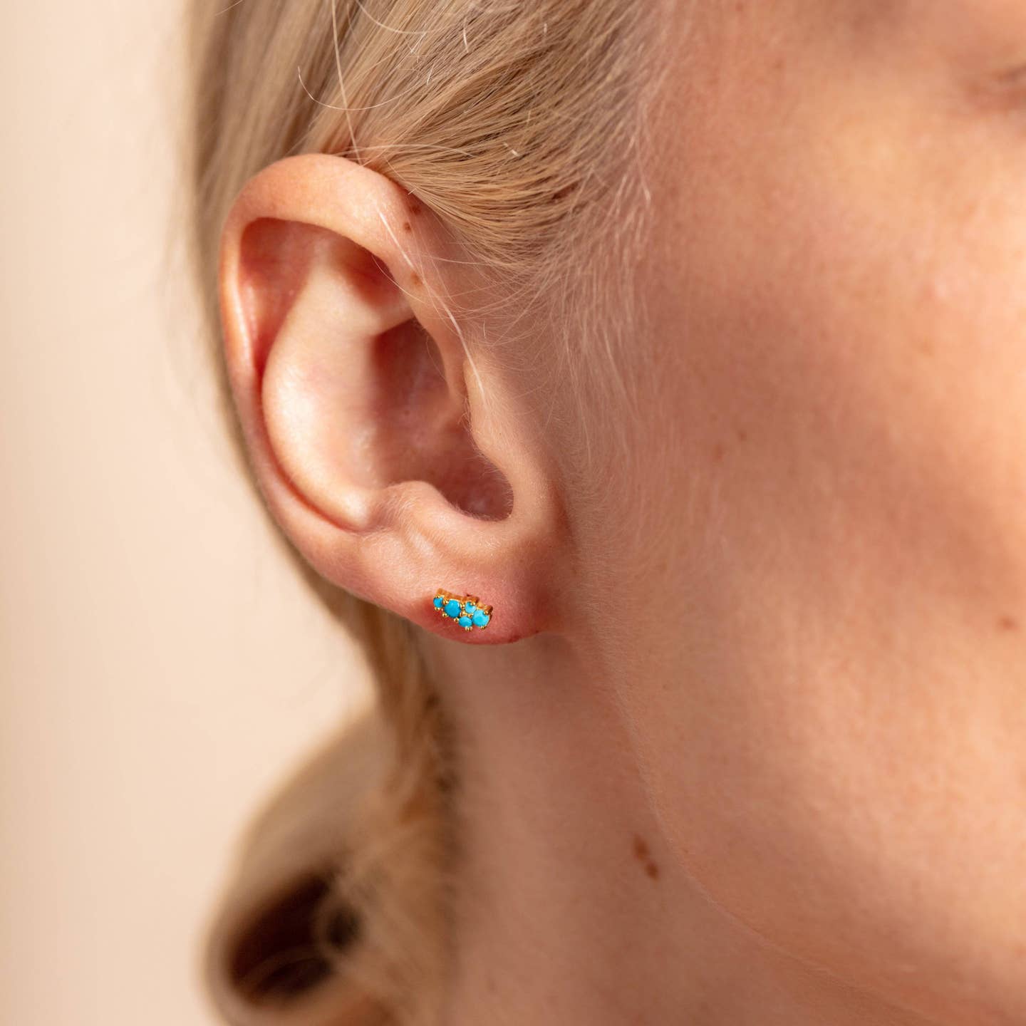 Claire Hill Turquoise & Gold Vermeil Galaxy Cluster Stud Earrings