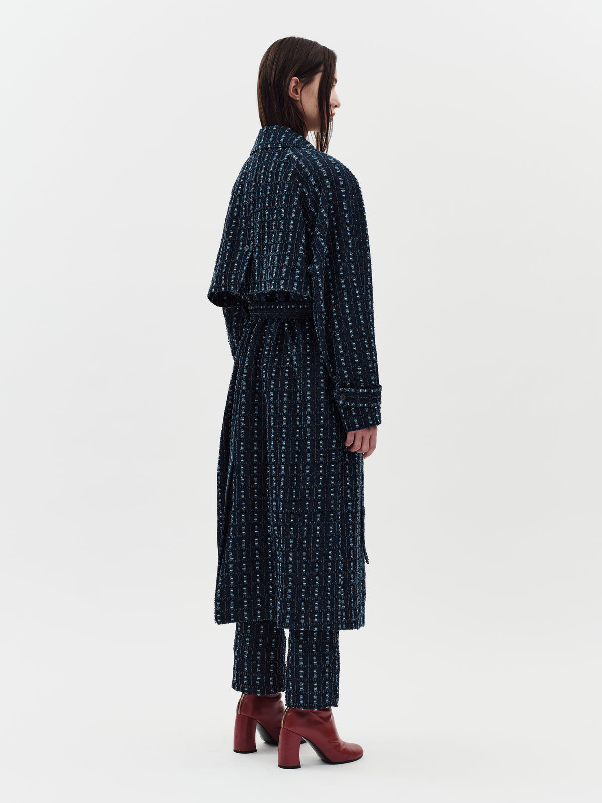 Jakke Milla Distressed Denim Trench Coat
