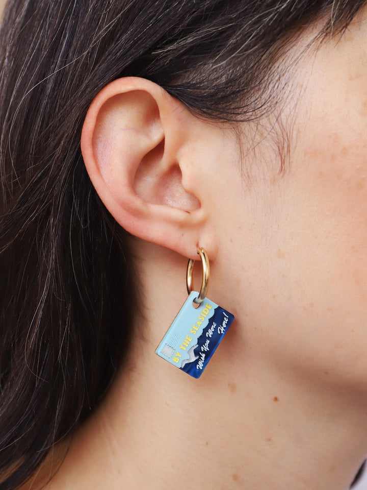 Wolf & Moon Postcard Hoop Earrings