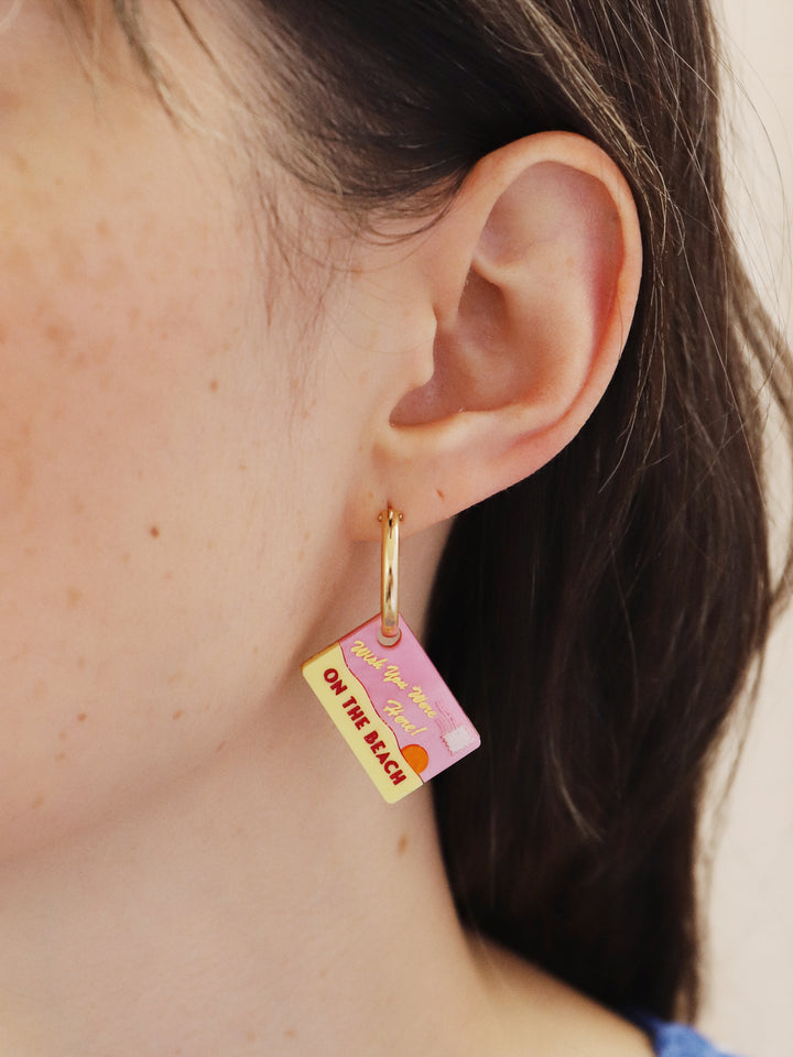 Wolf & Moon Postcard Hoop Earrings