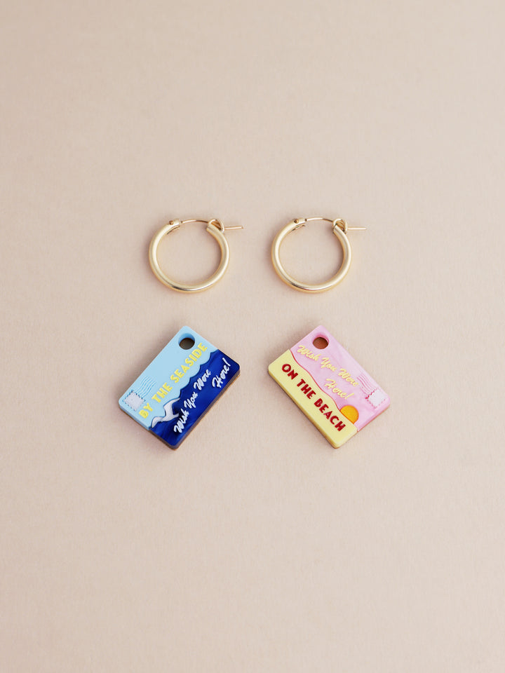 Wolf & Moon Postcard Hoop Earrings