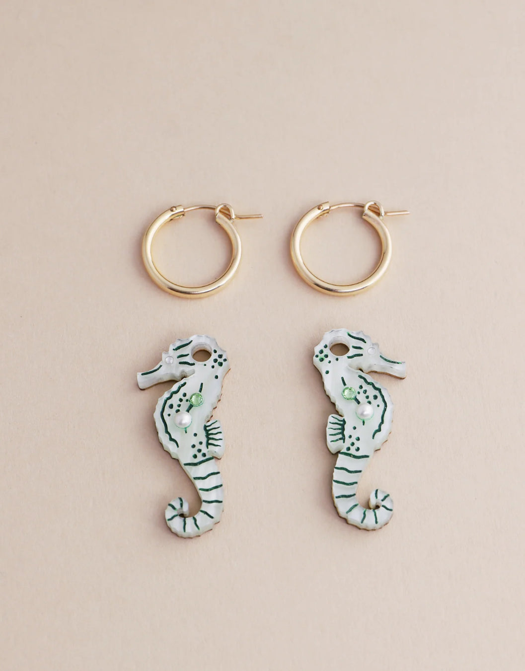 Wolf & Moon Seahorse Hoop Earrings