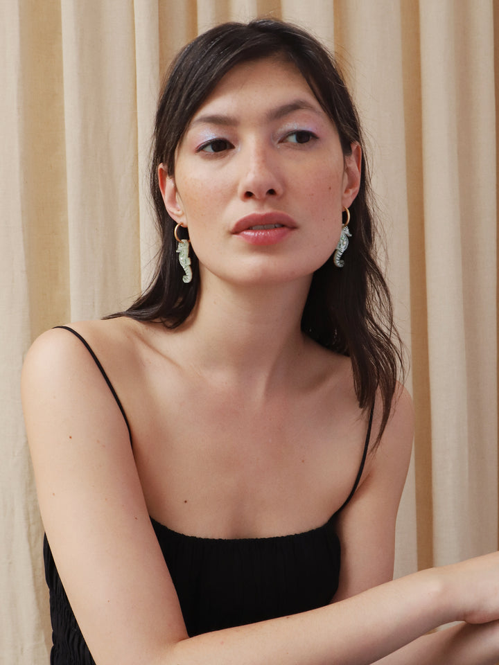 Wolf & Moon Seahorse Hoop Earrings