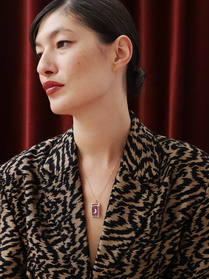 Wolf & Moon Matchbox Necklace