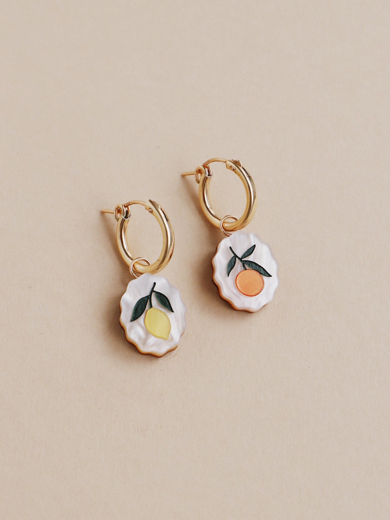Wolf & Moon Citrus Charm Hoop Earrings