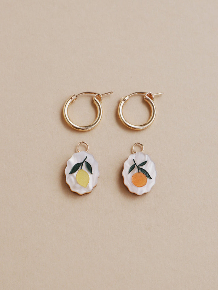 Wolf & Moon Citrus Charm Hoop Earrings