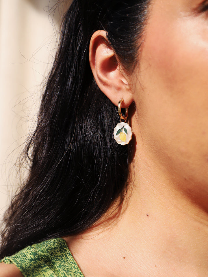 Wolf & Moon Citrus Charm Hoop Earrings