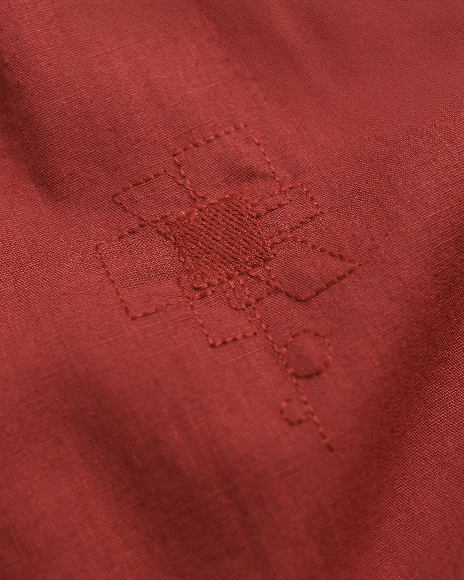 Far Afield Red Abstract Flower Embroidered Shirt