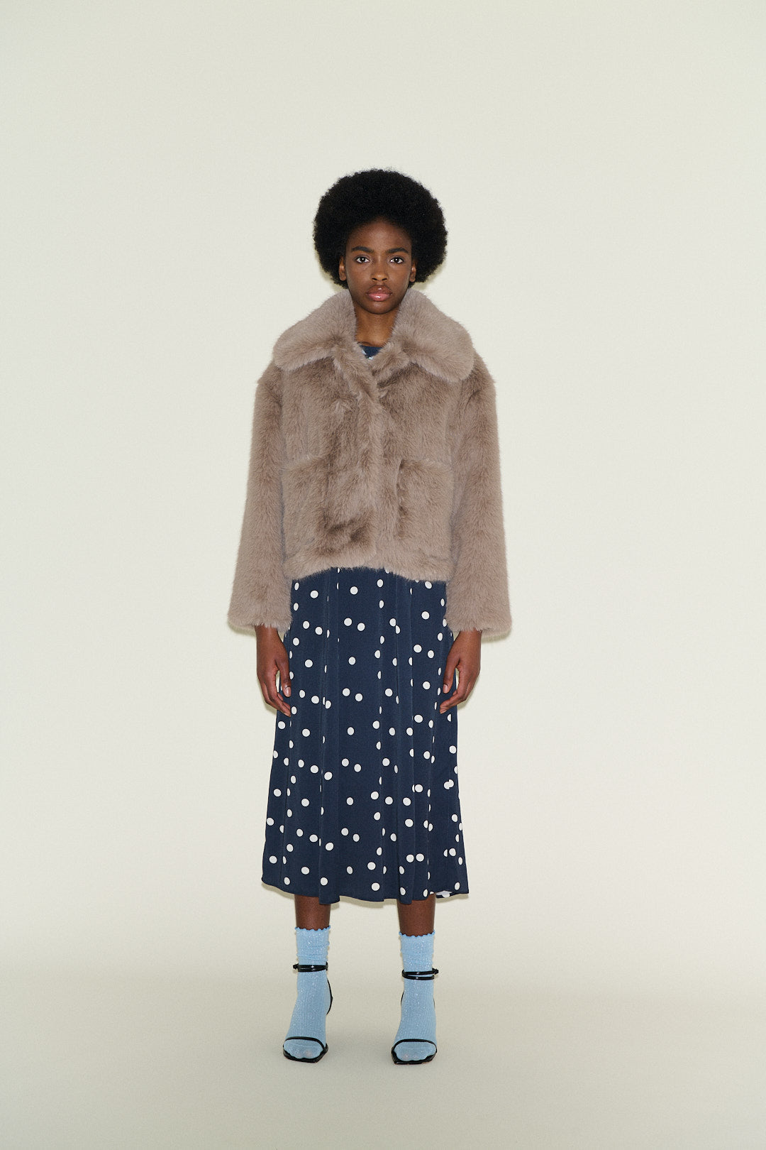 Samdi Jude Light Taupe Faux Fur Coat