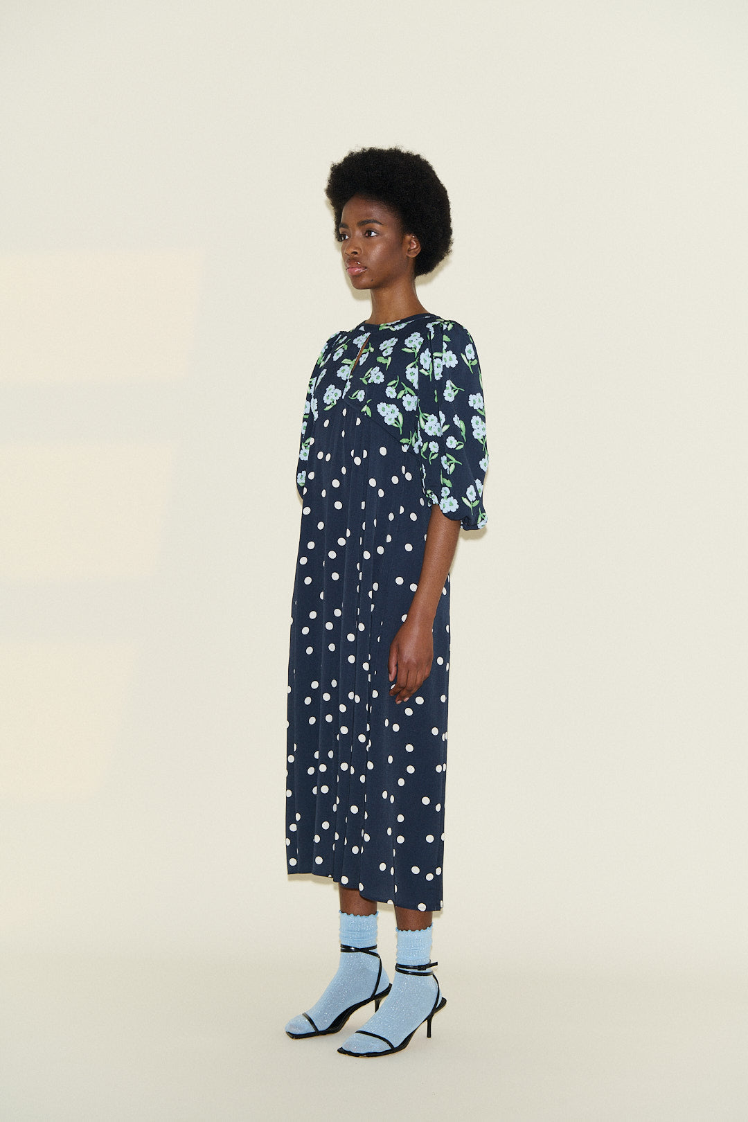 Samdi Dahlia Navy Polka Powder Dress