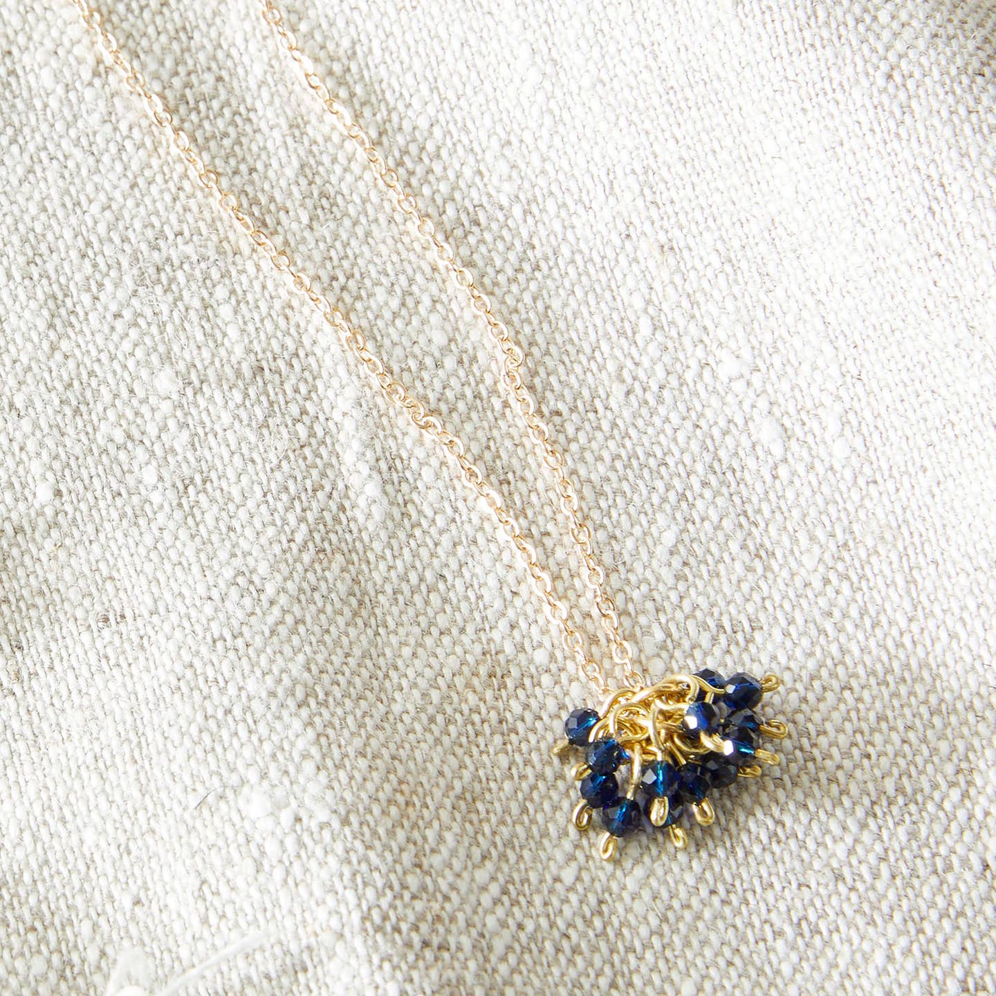 Just Trade Elizabeth Navy Cluster Pendant Necklace