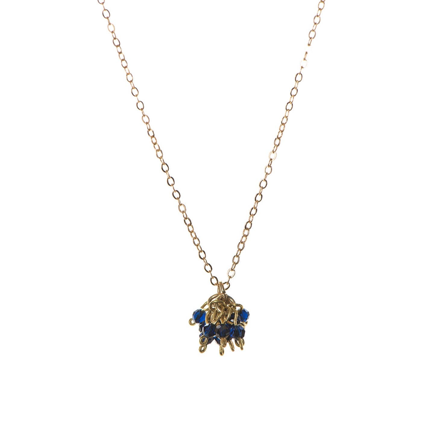 Just Trade Elizabeth Navy Cluster Pendant Necklace
