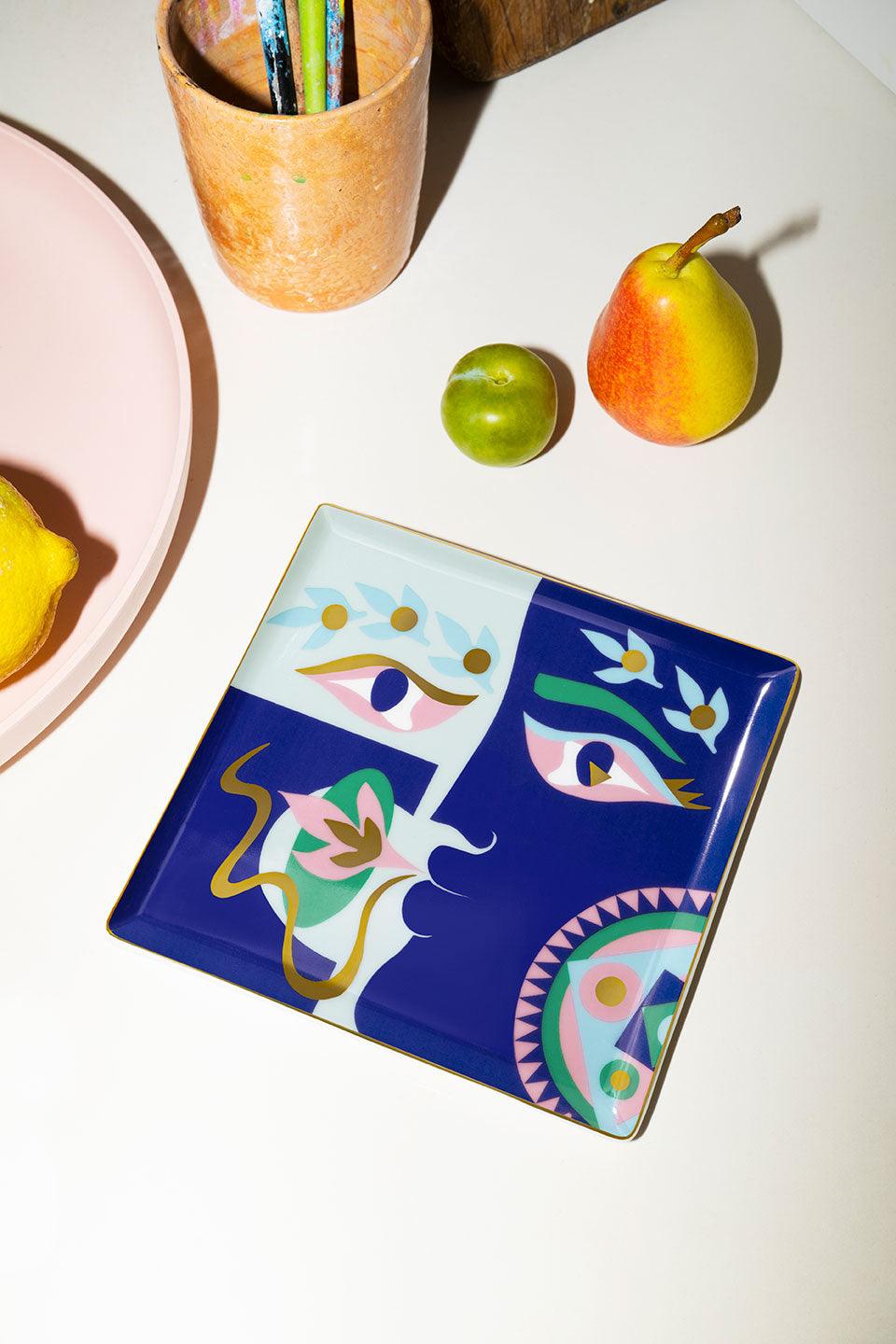 Octaevo Claire Johnson Blue Ceramic Catchall Tray