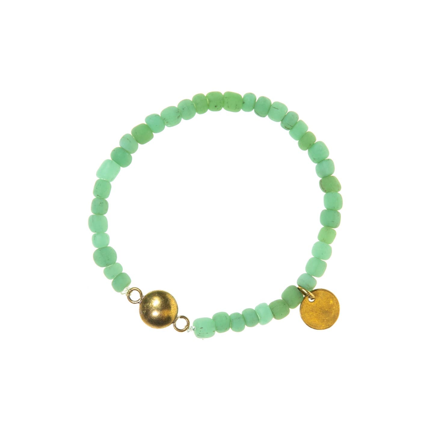 Just Trade River Light Green Bead Bracelet