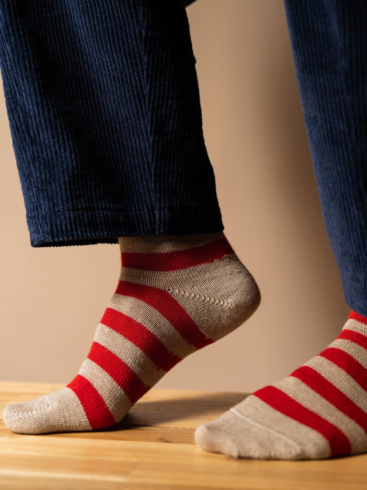 Rove Knitwear Red Merino Stripe Socks