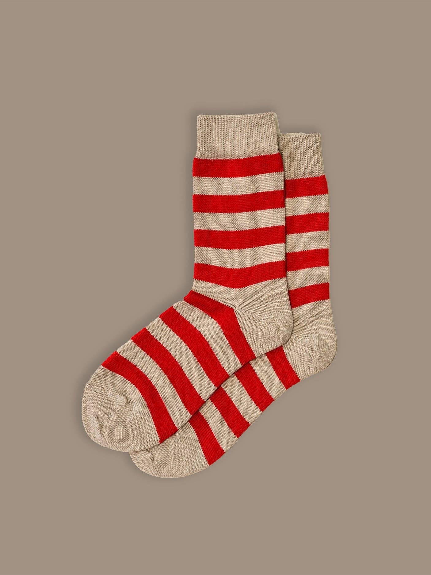 Rove Knitwear Red Merino Stripe Socks