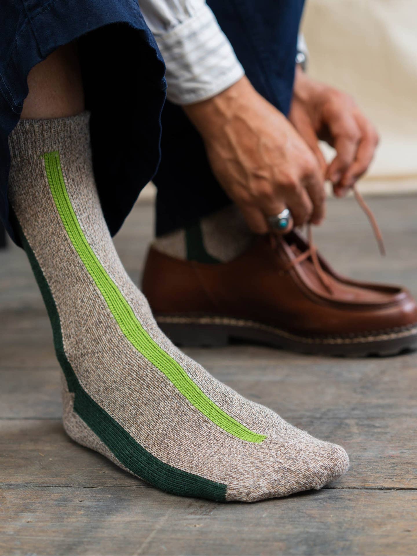 Rove Knitwear Vertical Stripe Pine Socks