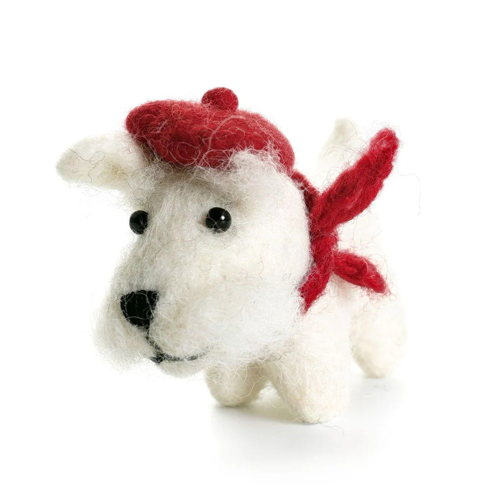Amica Felt White Westie Dog With Tam O’Shanter Hat Christmas Decoration