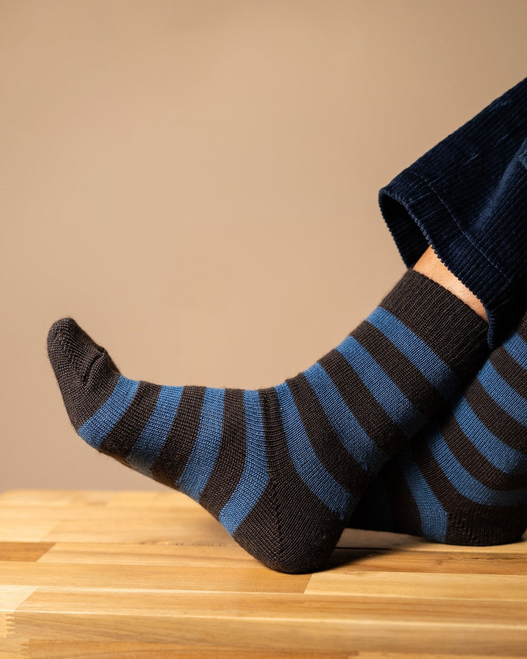 Rove Knitwear Blue Merino Stripe Socks