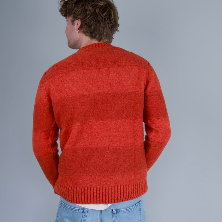 Origin Knitwear Soufflé Stripe Burnt Orange Jumper