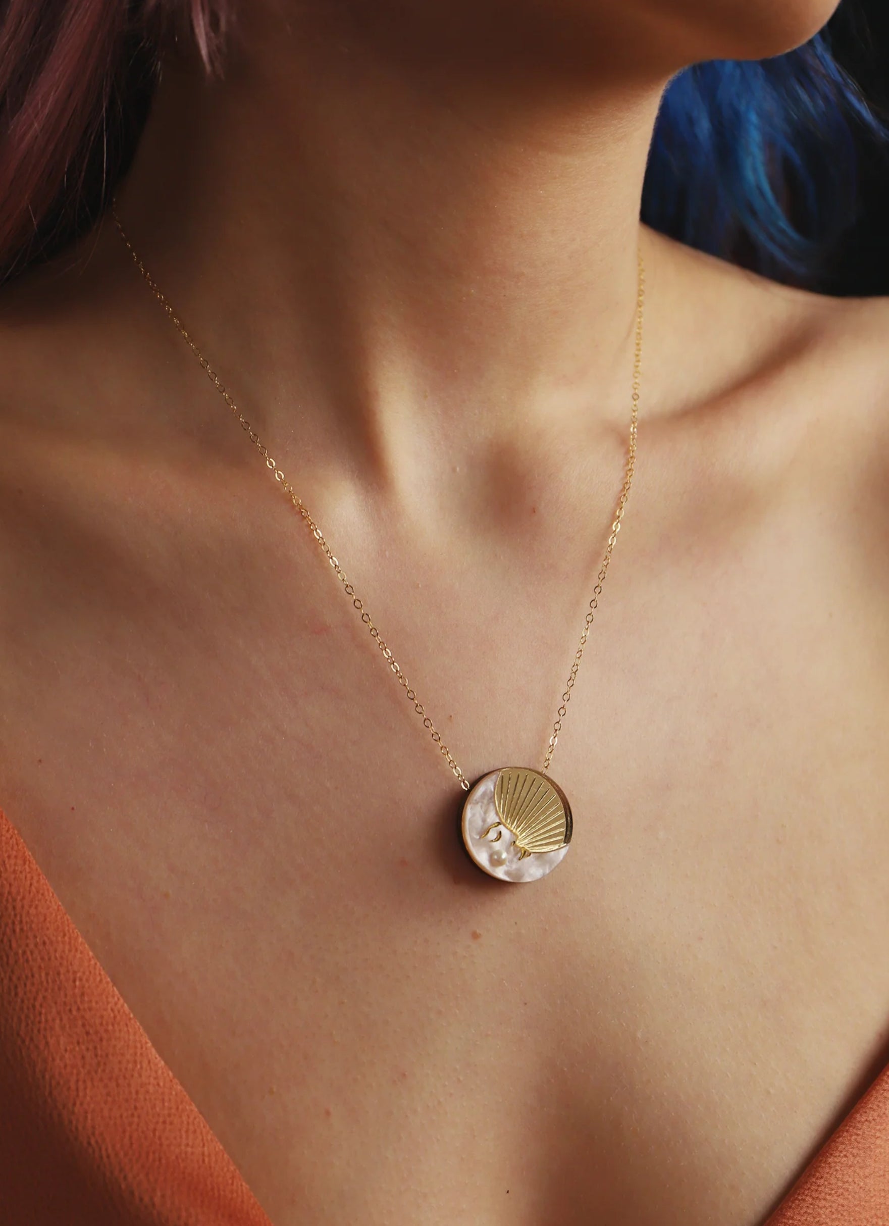 Wolf & Moon Gold Moon Necklace