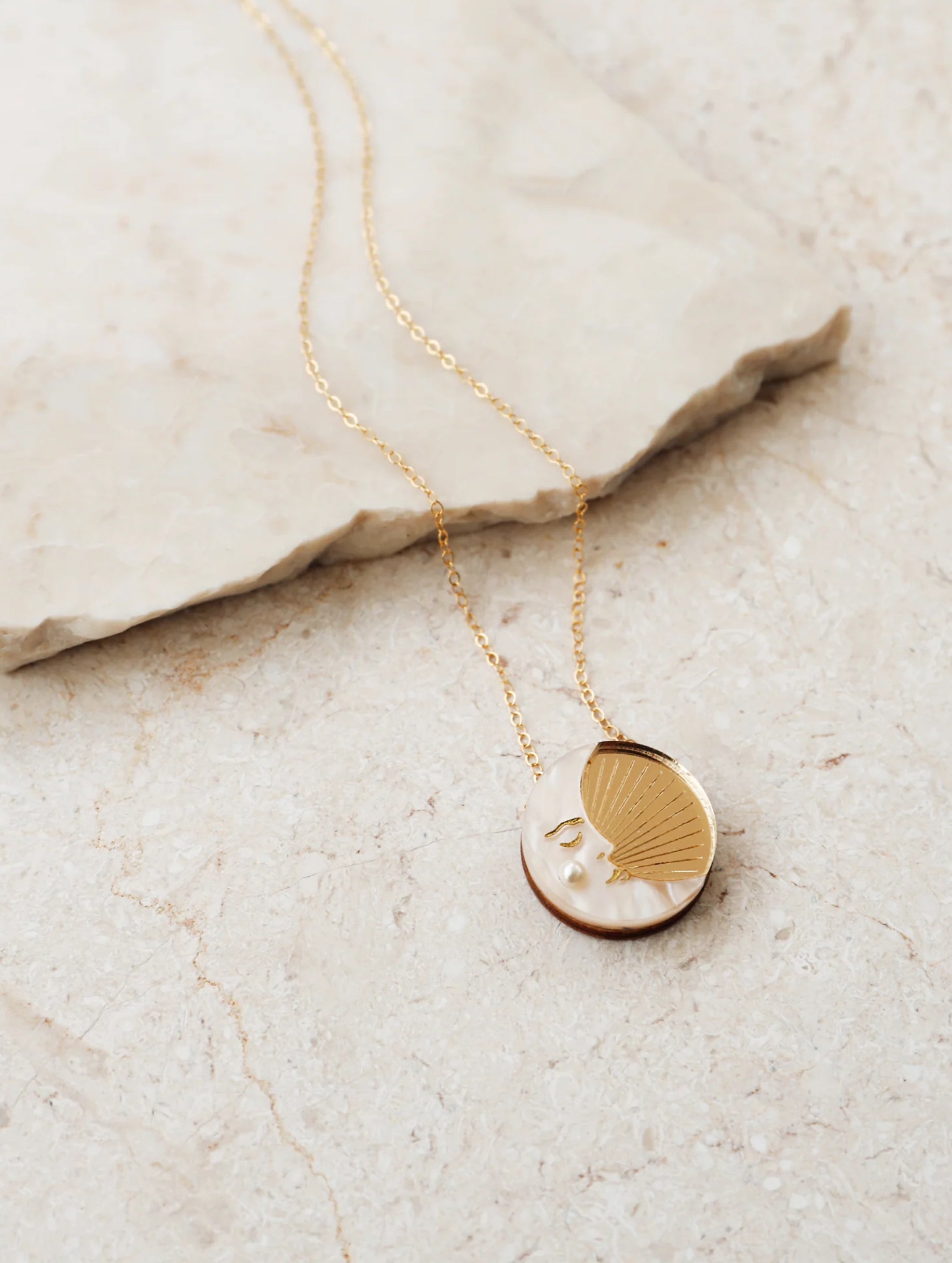 Wolf & Moon Gold Moon Necklace
