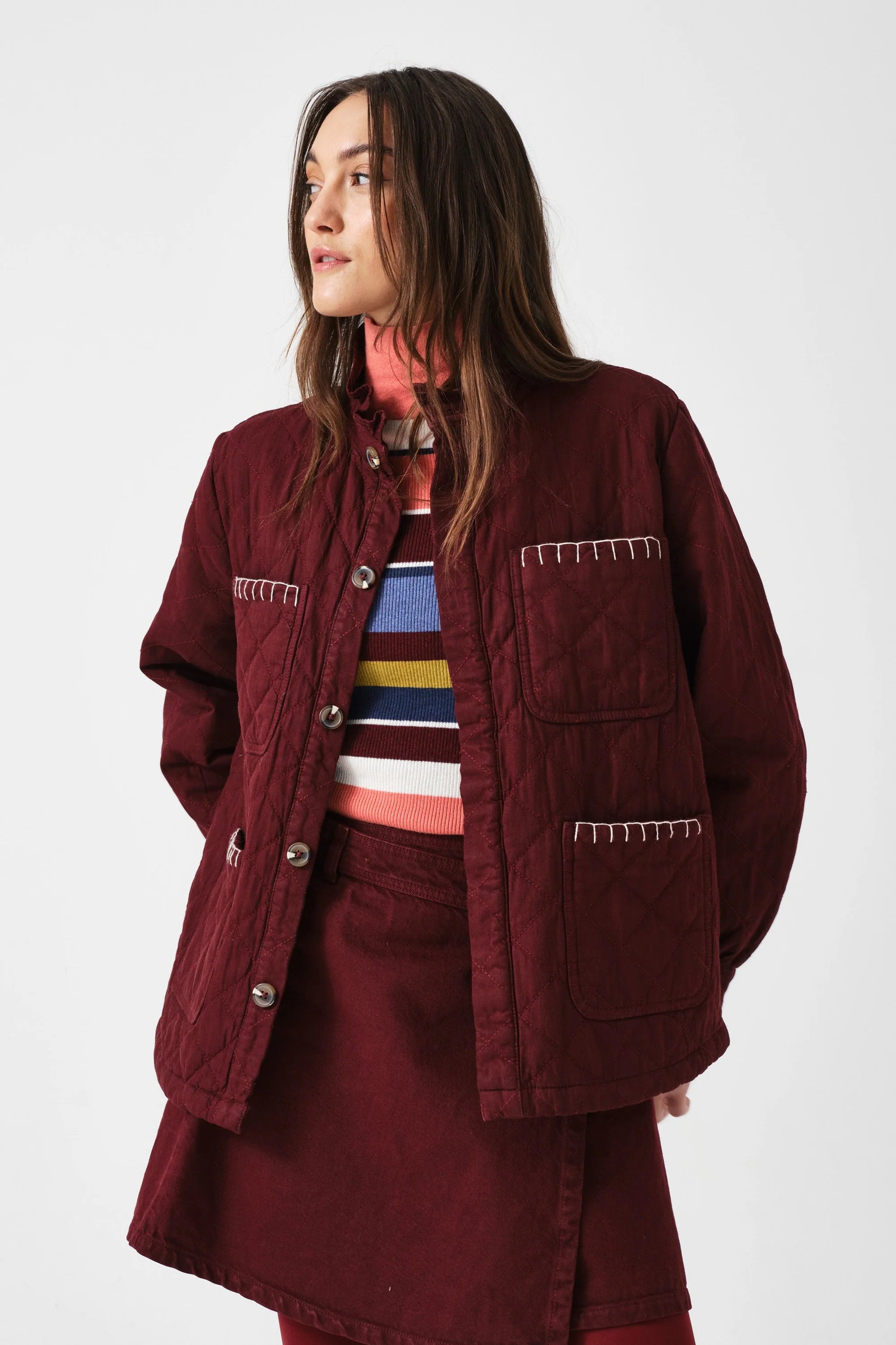 Seventy & Mochi Quilted Pablo Mulberry Jacket