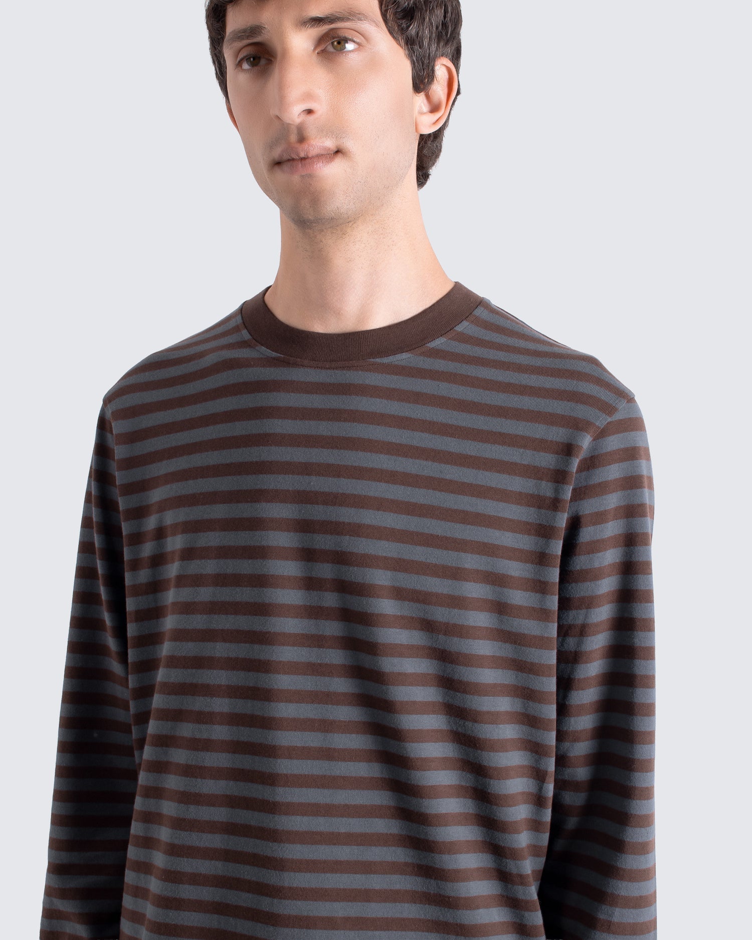 Far Afield Breton Brown Stripe Longsleeve T-shirt