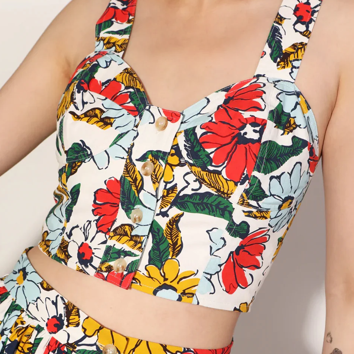 L.F Markey Cosmos Floral Elm Bralet