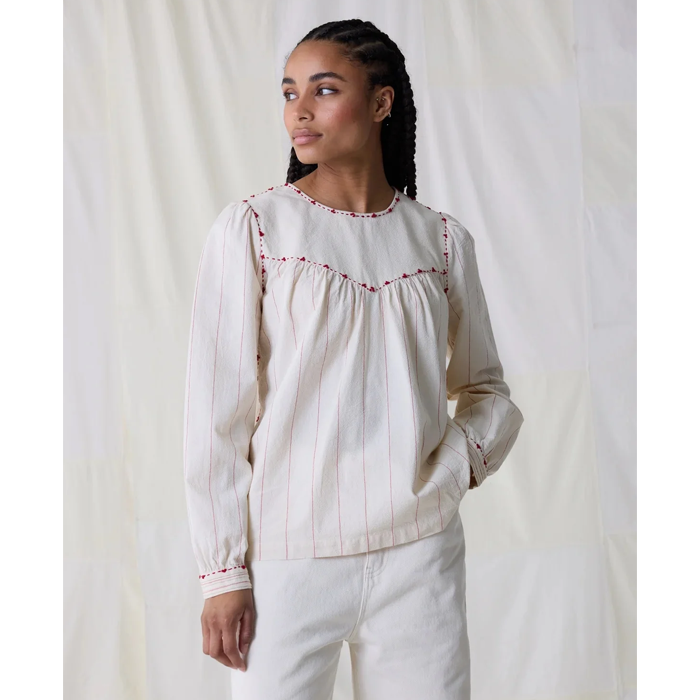 Leon & Harper Craq Off White Stripe Blouse