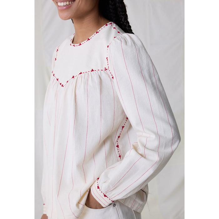 Leon & Harper Craq Off White Stripe Blouse