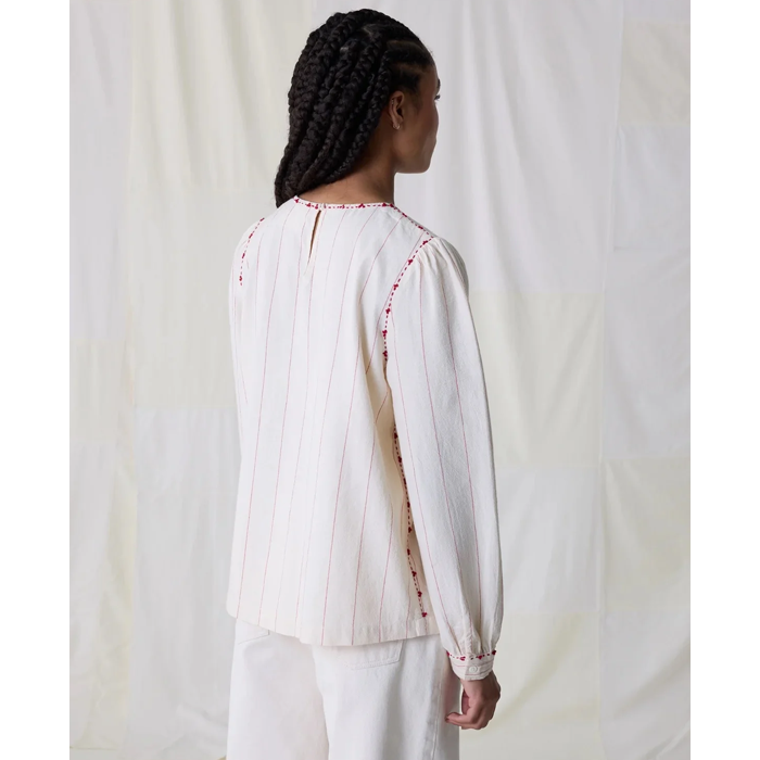 Leon & Harper Craq Off White Stripe Blouse