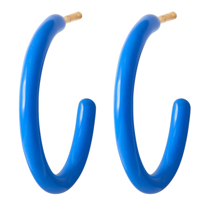 Lulu Copenhagen Blue Enamel Hoop Earrings