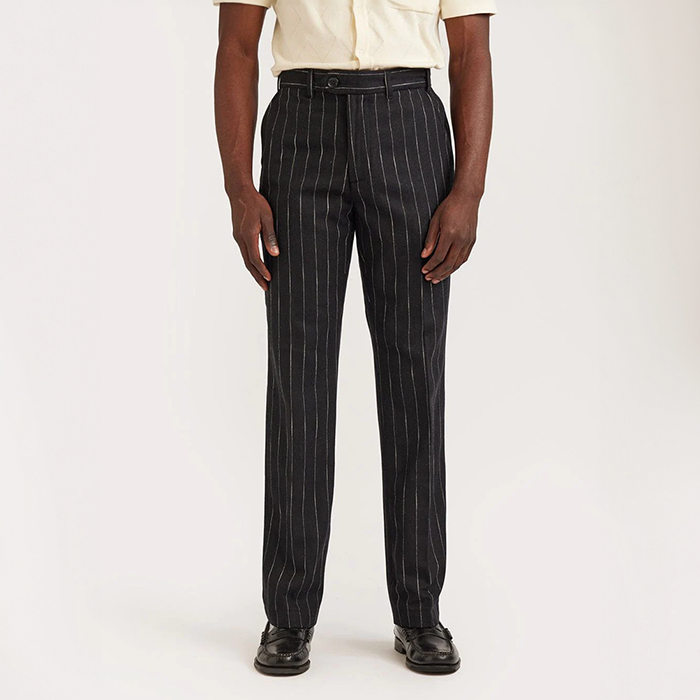 Percival Black Wool Pinstripe Trousers