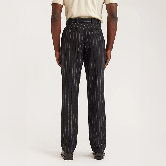 Percival Black Wool Pinstripe Trousers