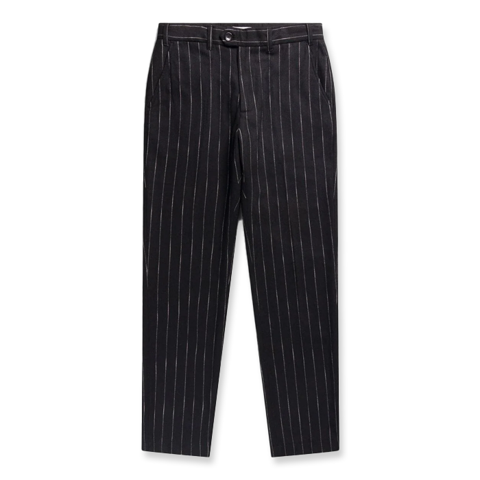 Percival Black Wool Pinstripe Trousers