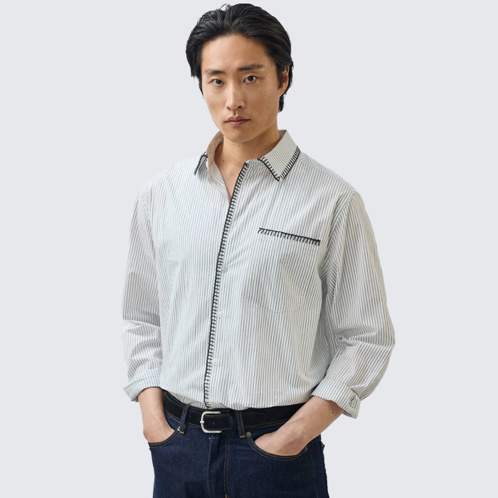 Percival Index Stripe Ecru Shirt
