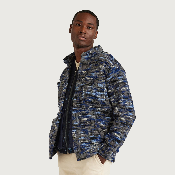 Percival Blanket Blue Wool Overshirt