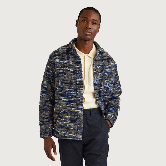 Percival Blanket Blue Wool Overshirt