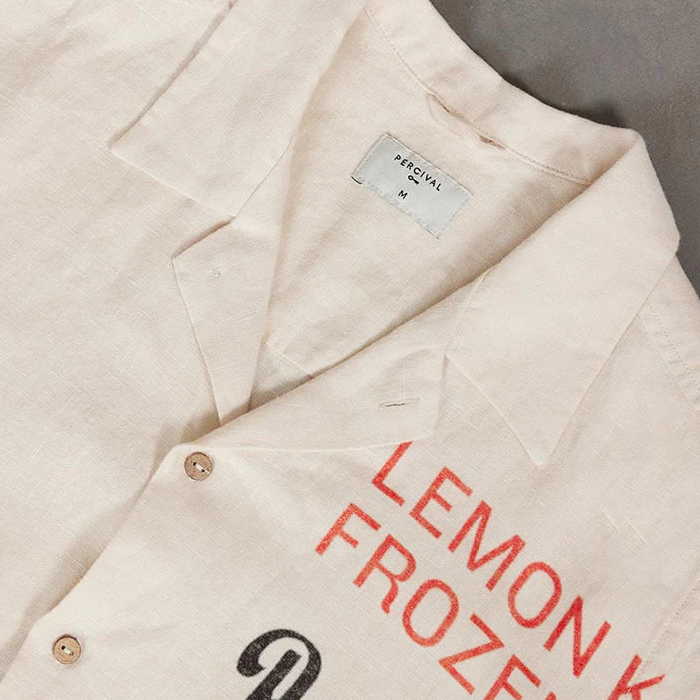 Percival Lemon Kreme Natural Linen Shirt