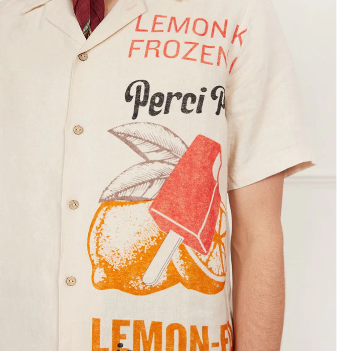 Percival Lemon Kreme Natural Linen Shirt